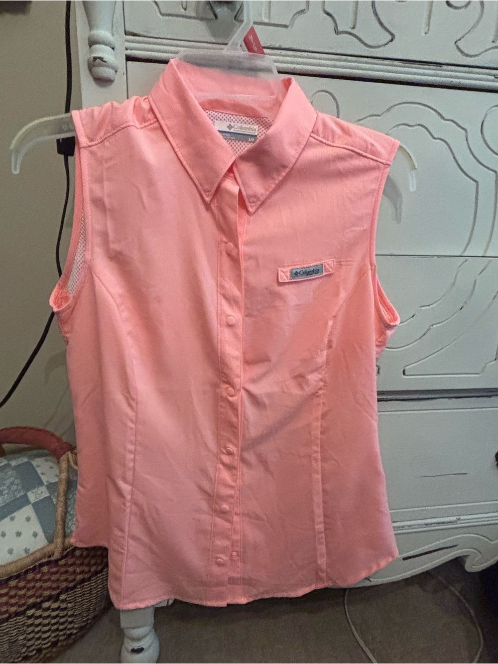 Columbia Women's Sleeveless Button-Front Camisole in Coral Pink